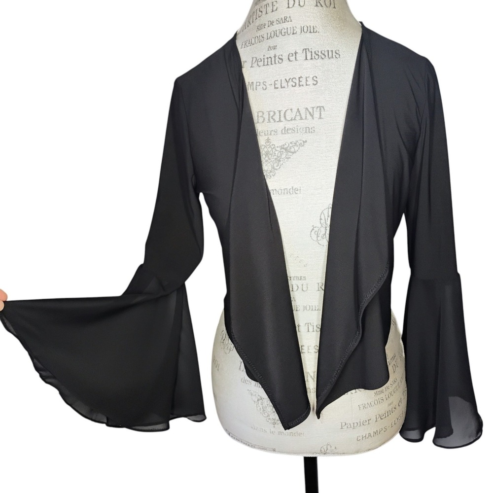 Vtg 90s Michelle Lynn Flare Sleeve Cardigan Black Womens Small Witchy Whimsigoth